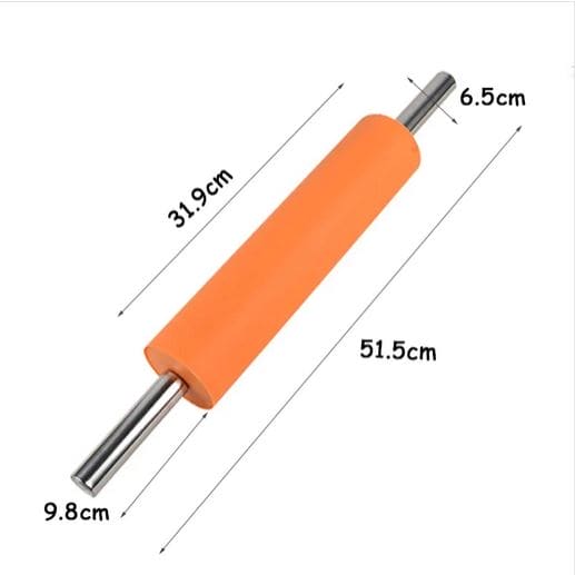 Metal Kitchen Roti Belan, Silicone Flour Stick Rolling Pin, Steel Handle Dough Roller, Non-Stick Dough Roller