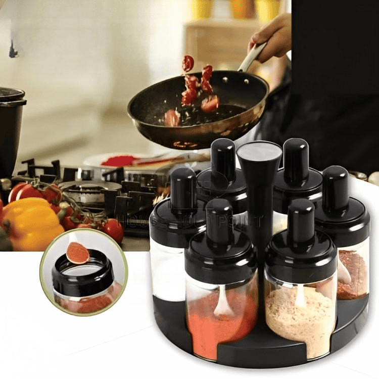 Set Of 6 Rotating Spice Rack,360 Spice Rotating Bottles, Multipurpose Revolving Spice Rack Condiment Set
