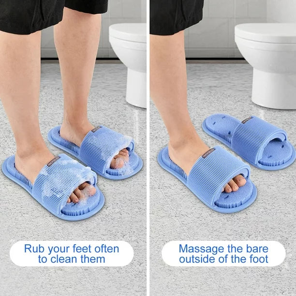 Home Massage Slipper, Foot Rubbing Silicone Slipper, Suction Cup Massager Slippers, Non Slip Suction Cup Foot Relief Massager Cleaner for Men and Women, Shower Feet Cleaning Brush