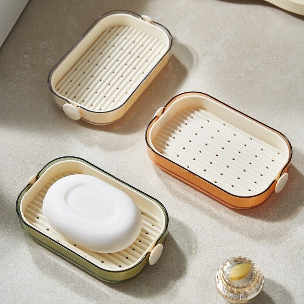 Split Type Soap Dish, Double Layer Soap Dish, Bathroom Kitchen Sink Organizer, Water Draining Soap Double Latte Dish