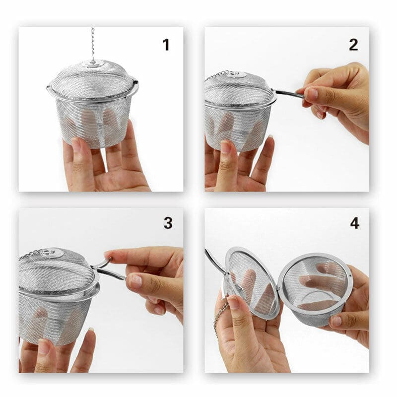 Easy Mesh Filter With Chain, Herbal Sieve Infuser, Reusable Stainless Steel Seasoning, Kitchen Filter Sachet with Chain, Herbal Ball Cooking Tools with Chain, Kitchen Filter Sachet with Chain, Multifunctional Fine Mesh Strainer, Ball Condiment Container