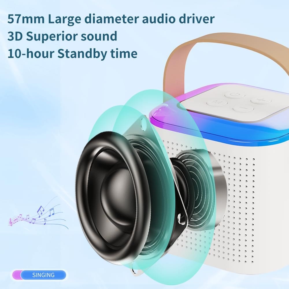 Mini Mic Subwoofer, Mic Karaoke Machine For Adult And Kids, Wireless Microphone Music Player, Home Family Singing Speaker, Multifunctional wireless speakers with Mic, Portable Speakers With RGB Light And Wireless Microphone