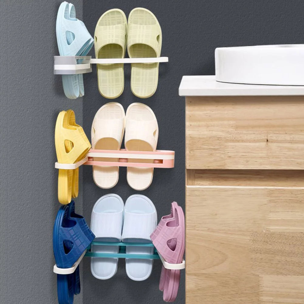 Foldable Slipper Rack, 3 in 1 Shoe Rack Wall Mounted Shoe Rack, Multif ...