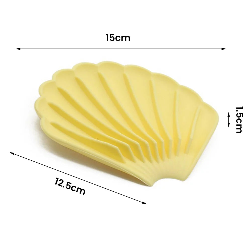 Sea Shell Soap Dish, Anti Slip Creative Soap Box, Self Draining Soap Bar Holder, Bathroom Silicone Soap Dish Tray, Kitchen Countertop Sink Splash Drying Mat, Sponge Drain Pad Rack, Silicone Washing Table Soap Tray