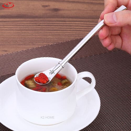 Steel Filter Spoon Straw, 3 In 1 Pole Spoon, Metal Straws Dinner Spoon Infuser, Washable Drinking Straw Filter, Tableware Juice Tea Coffee Spoon, Detachable Bombils Filter Spoon, Long Handle Spoon Tumbler, Reusable Straws Steel Stirring Serving Spoon