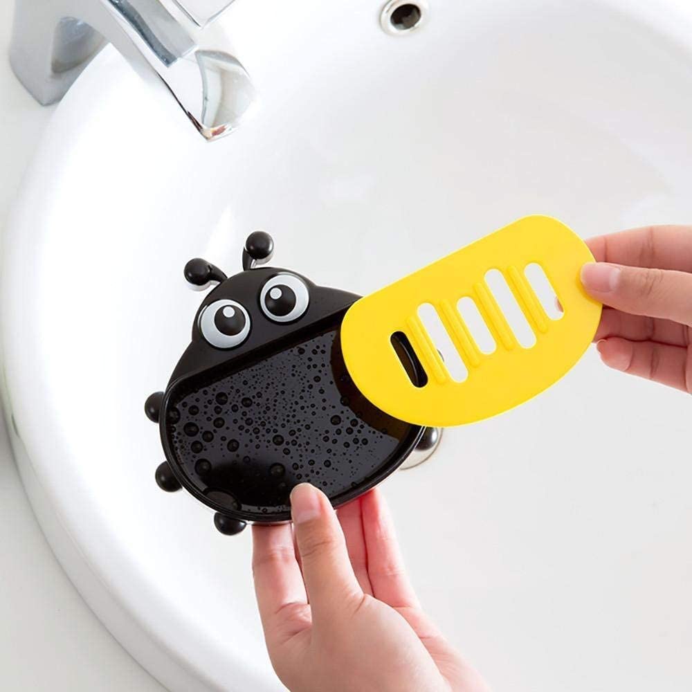 Ladybug Soap Box With Cover, Cartoon Soap Dish Organizer, Double Layer Drain Compartment Soap Tray, Multifunctional Storage Box, Kitchen Bathroom Soap Box