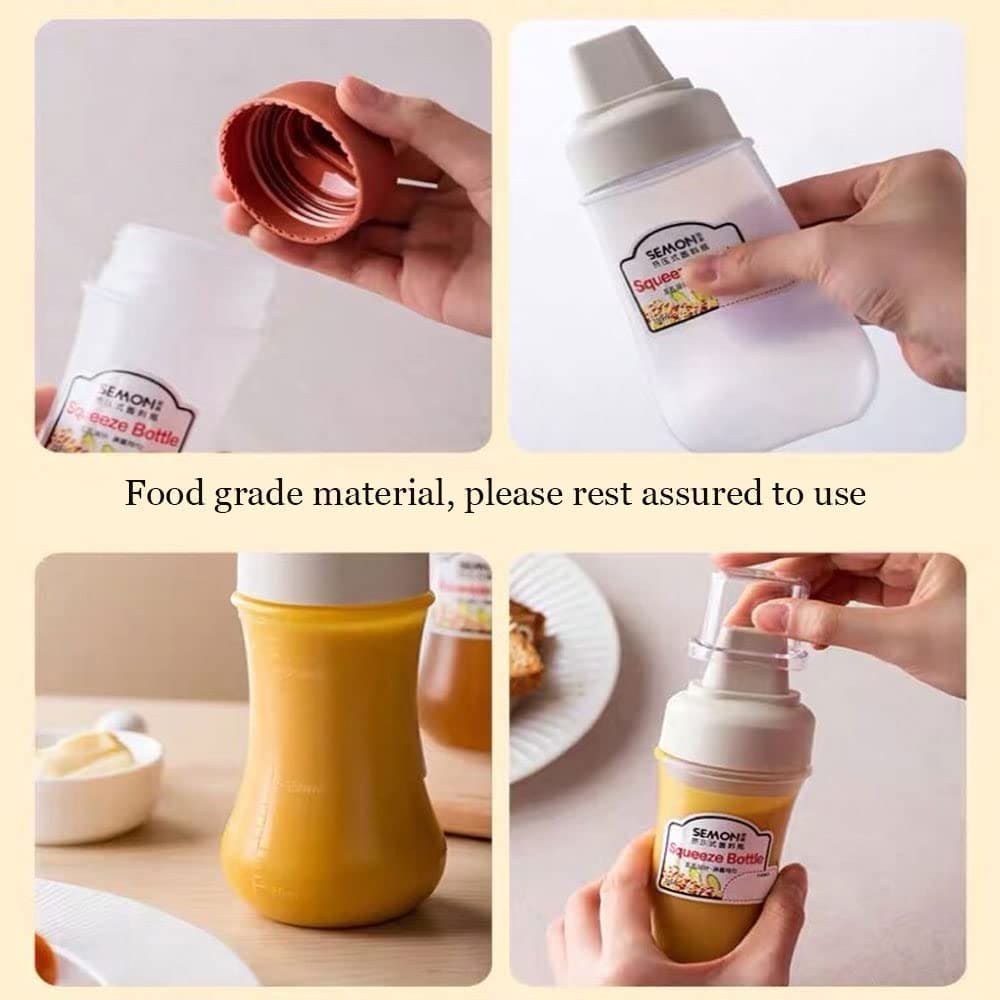 Squeeze Sauce Bottle, 350ml Five Hole Sauce Bottle, Leak Proof Refillable Condiment Container For Salad Ketchup Honey Jam, Multipurpose Kitchen Sauce Storage Container