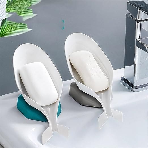 Dolphin Drain Soap Holder, Suction Cup Soap Tray, Bathroom Shower Soap Holder, Perforated Suction Cup Soap Dish
