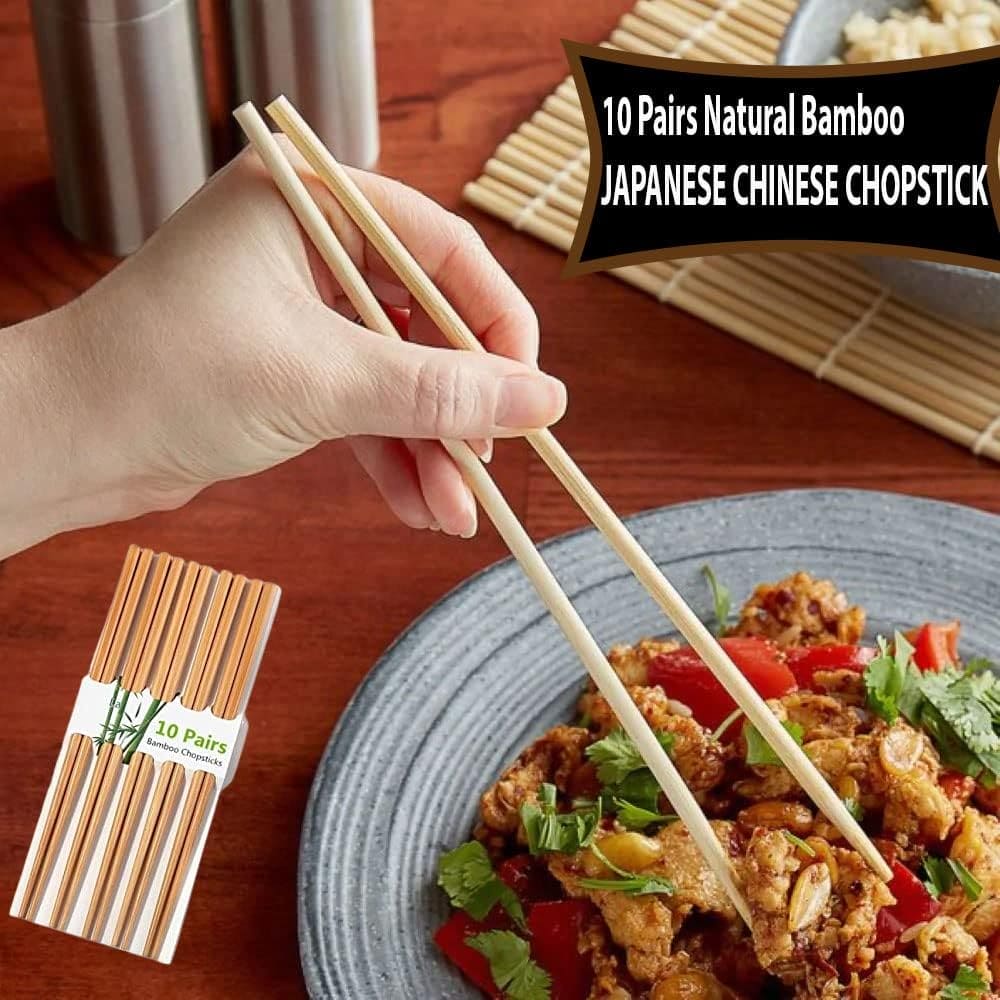 Bamboo Chopsticks Reusable Dishwasher Safe Natural Chinese Health Wooden  Bamboo Chopsticks,Long 10 Pairs Sets for Restaurant Home Use Premium  Material
