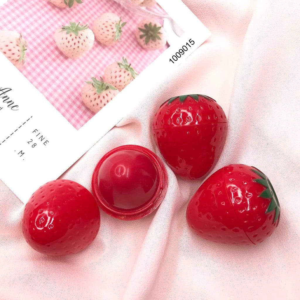 Strawberry Lip Balm, Cute Moisturizer Makeup Lip Balm, Natural Cosmetic Lip Gloss