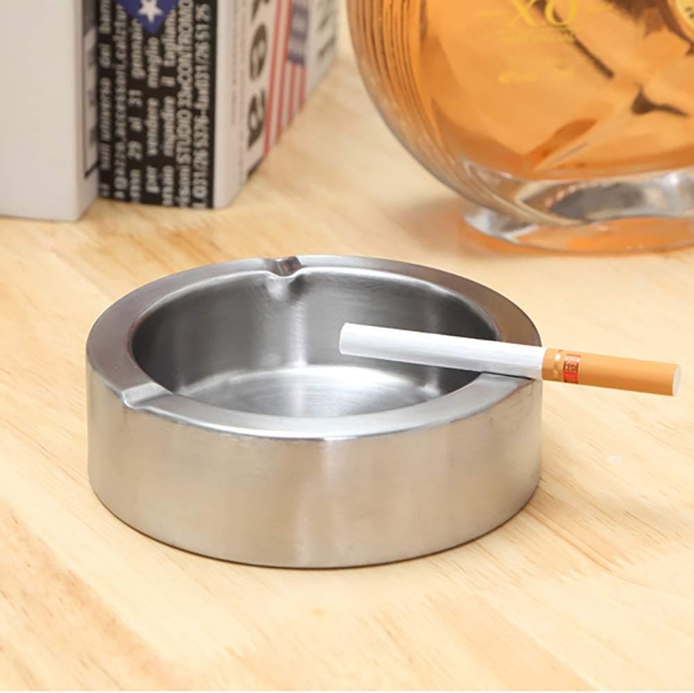 Round Smoking Ashtray, Cigarette Holder Ashtray, Elegant Stainless Steel Ashtray, Simple Ashtray Ornament for Cigarette, Premium Modern Smoking Holder, Windproof Ash Holder