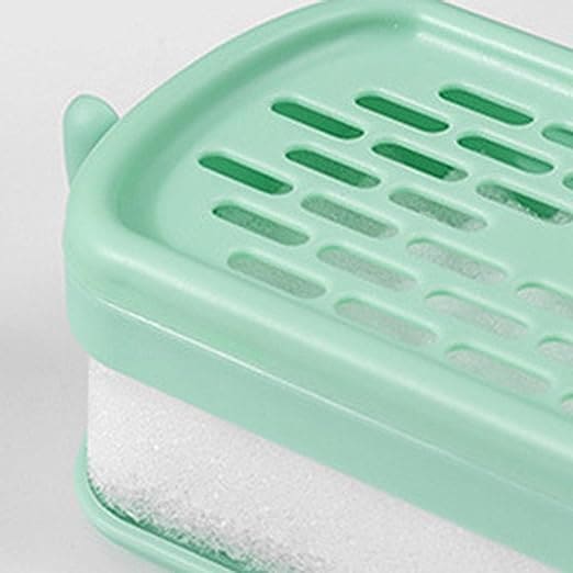 Soap Bar Container, Double Layer Soap Saver Case With Hook, Wall Mounted Self Draining Soap Dish For Shower Bathroom Kitchen Accessories, Plastic Drain Soap Box with Sponge Holder, Soap Saver Case with Hanger Sponge,3 in 1 Soap Container with Sponge