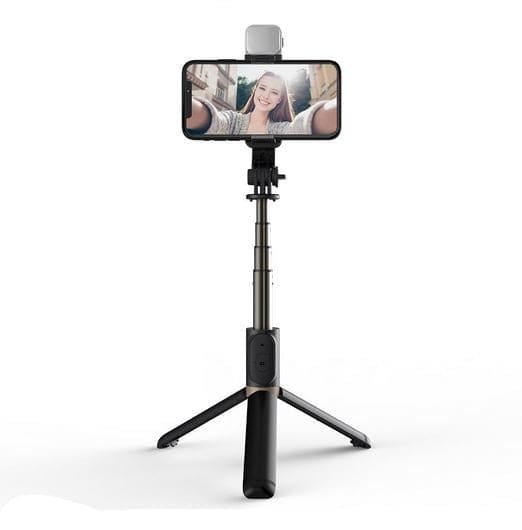 Ola Selfie Stick, Portable Mobile Tripod With Light, Metal Stable Bluetooth RC Selfie Stick, Retractable Portable Phone Holder Stick for Vlogging, Selfies & Video Recording, 360 Degree Rotation Selfie Stick Tripod with Fill Light & Wireless Remote