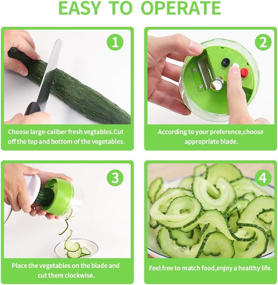 Spiralizer Vegetable Cutter, Spiral Blade Cutter, Kitchen Pasta Noodle Spaghetti Maker, Vegetable Fruit Spiral Slicer Salad Tool, Adjustable Grater Coil Slicer Kitchen Tools, 3 In 1 Adjustable Spiral Grater Cutter, Pasta Spaghetti Zucchini Noodle Maker