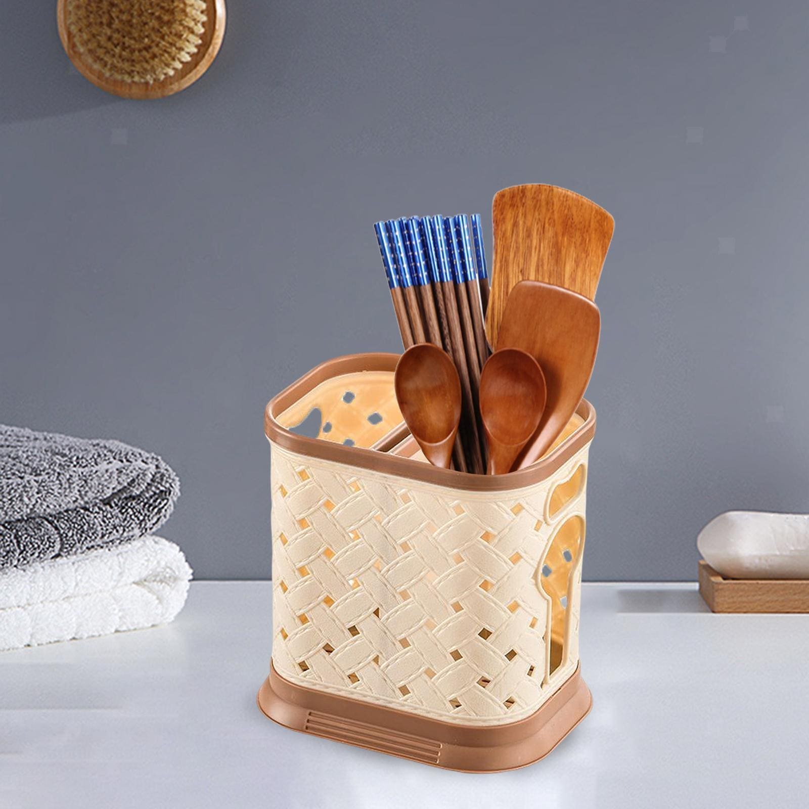 Criss Cross Cutlery Holder, Plastic Chopsticks Cage, Hollow Drain Tableware Rack, Knife Stand Spoon Fork Storage Shelf Container, Kitchen Cutlery Drying Rack Basket, Cooking Utensil Holder, Utensil Caddy Compartment