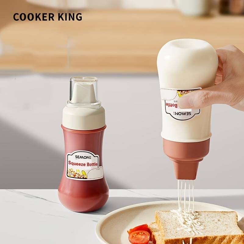 Squeeze Sauce Bottle, 350ml Five Hole Sauce Bottle, Leak Proof Refillable Condiment Container For Salad Ketchup Honey Jam, Multipurpose Kitchen Sauce Storage Container