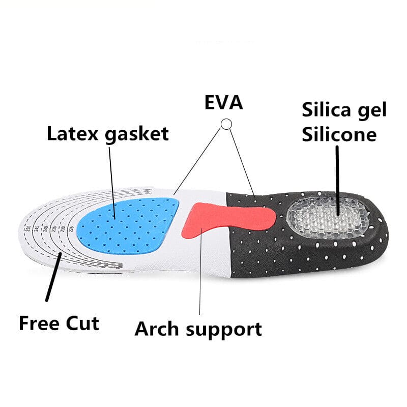 Set of 2 Cuttable Silicone Shoe Insoles, Men Women Orthotic Arch Support Sport Shoe Pad, Soft Running Insert Shoe Pad, Silicone Gel Insoles For Feet, Arch Support Shoe Pad, Flash Drying Foot Care Pads