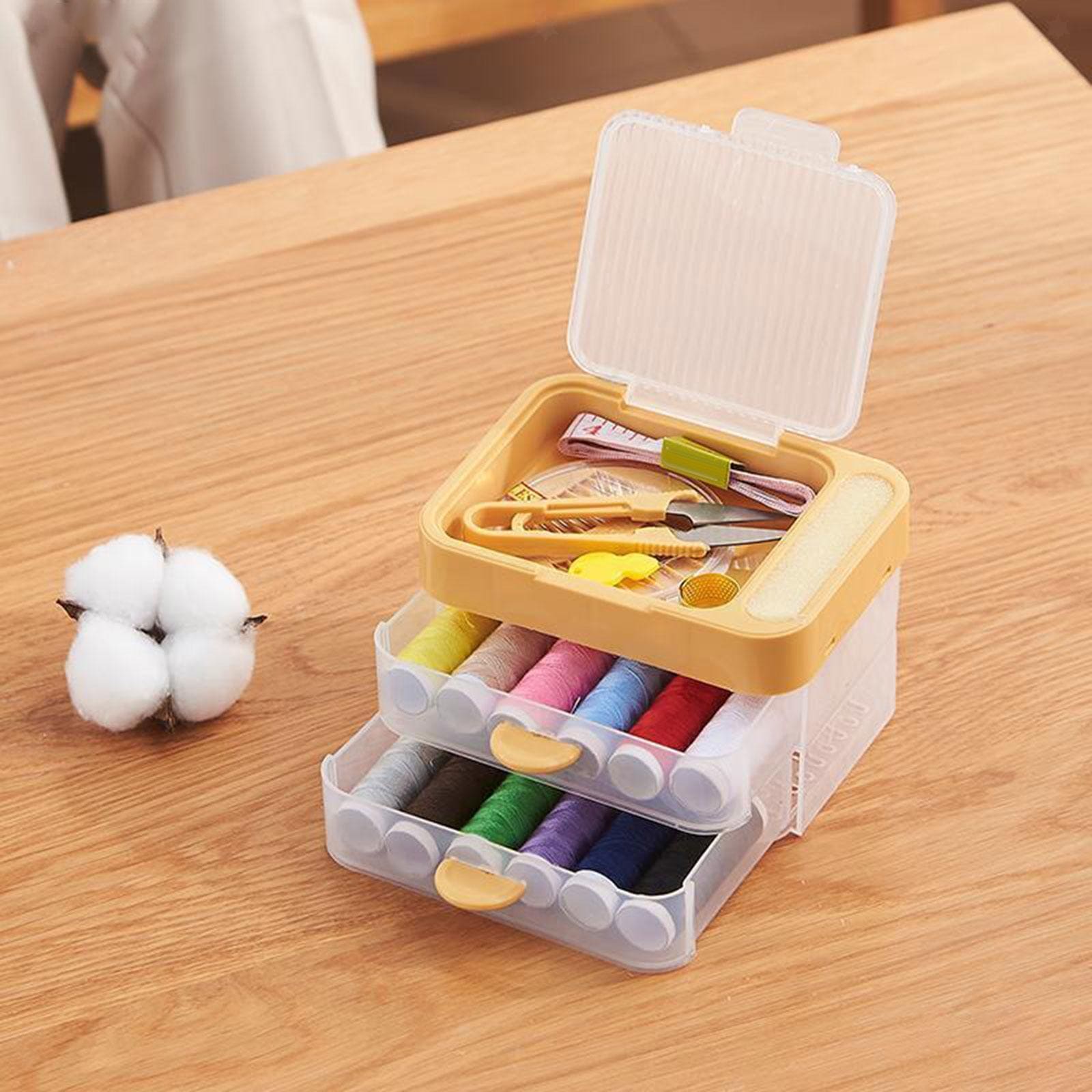 2 Layer Drawer Sewing Box, Portable Sewing Box With Sewing Accessories, Clothes Mending Essential, Basic Sewing Kit Accessory, Travel Small Sewing Kit, Home & Travelling Sewing Accessories