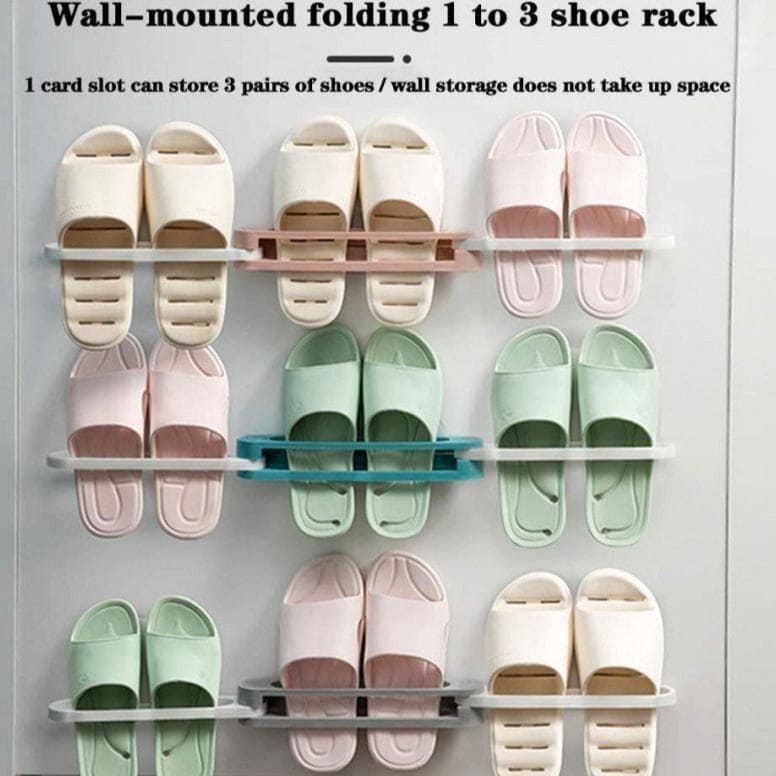 Foldable Slipper Rack, 3 in 1 Shoe Rack Wall Mounted Shoe Rack, Multifunctional Flip Flops Foldable Towel Rack, Cabi Lock Folding Shoe For Entrance, PP Sandals Slippers Hanger, Home Bathroom Shoe Shelf