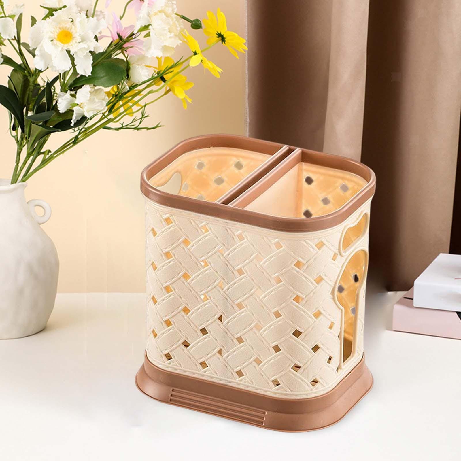 Criss Cross Cutlery Holder, Plastic Chopsticks Cage, Hollow Drain Tableware Rack, Knife Stand Spoon Fork Storage Shelf Container, Kitchen Cutlery Drying Rack Basket, Cooking Utensil Holder, Utensil Caddy Compartment