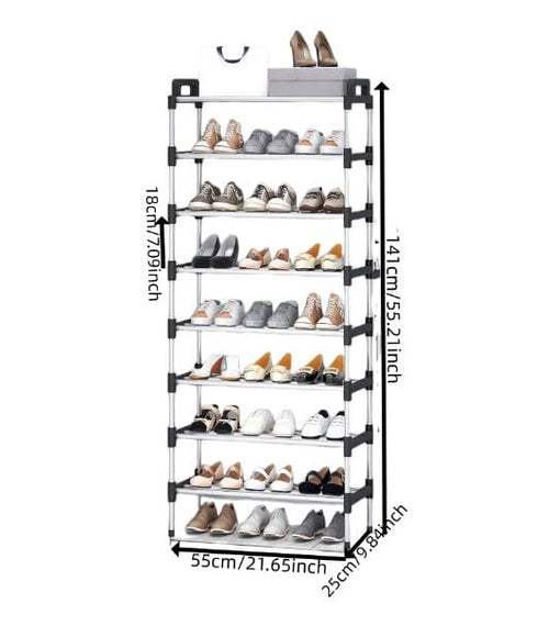 6 Tier Classic Shoe Rack, Stainless Steel Multilayer Shoe Storage Shel ...