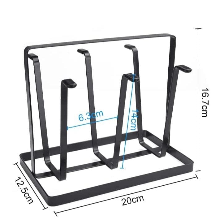 Iron Glass Stand, 6 Hooks Cups Mug Glass Stand Holder, Metal Cup Drying Rack Shelf, Cup Hanging Drainer, Upside Down Cup Drain Rack, Countertop Cup Holder for Bottle, Glass, Mug, Non-Slip Mugs Bottles Organizer For Kitchen