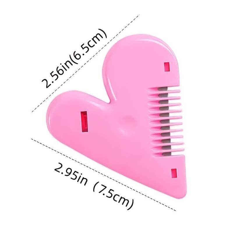 Love Heart Hair Trimming Comb, Pink Mini Hair Trimmer, Cute Manual Hair Cutting Comb, Women Hair Cutting Comb, Body Hair Removal, Pubic Hair Brush, Self Hair Cutting Comb