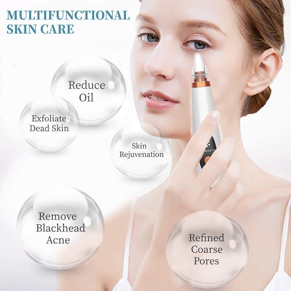 Electric Vacuum Pore Cleaner,  6 In 1 Blackheads Removing Device, Facial Black Spots White Dot Pimple Acne Cleaner, Beauty Extractor Skin Care Tools, Black Point Vacuum Suction Device, USB Rechargeable Bubble Beauty Instrument