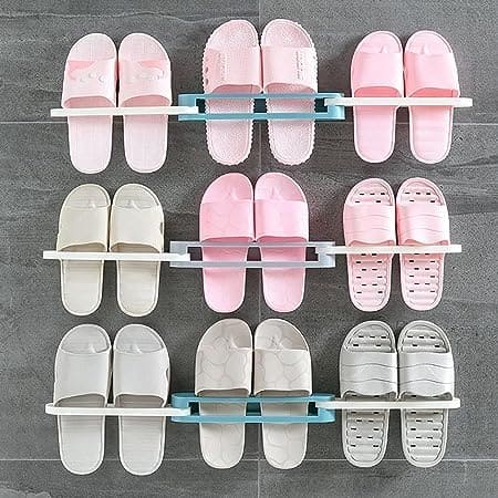 Foldable Slipper Rack, 3 in 1 Shoe Rack Wall Mounted Shoe Rack, Multifunctional Flip Flops Foldable Towel Rack, Cabi Lock Folding Shoe For Entrance, PP Sandals Slippers Hanger, Home Bathroom Shoe Shelf
