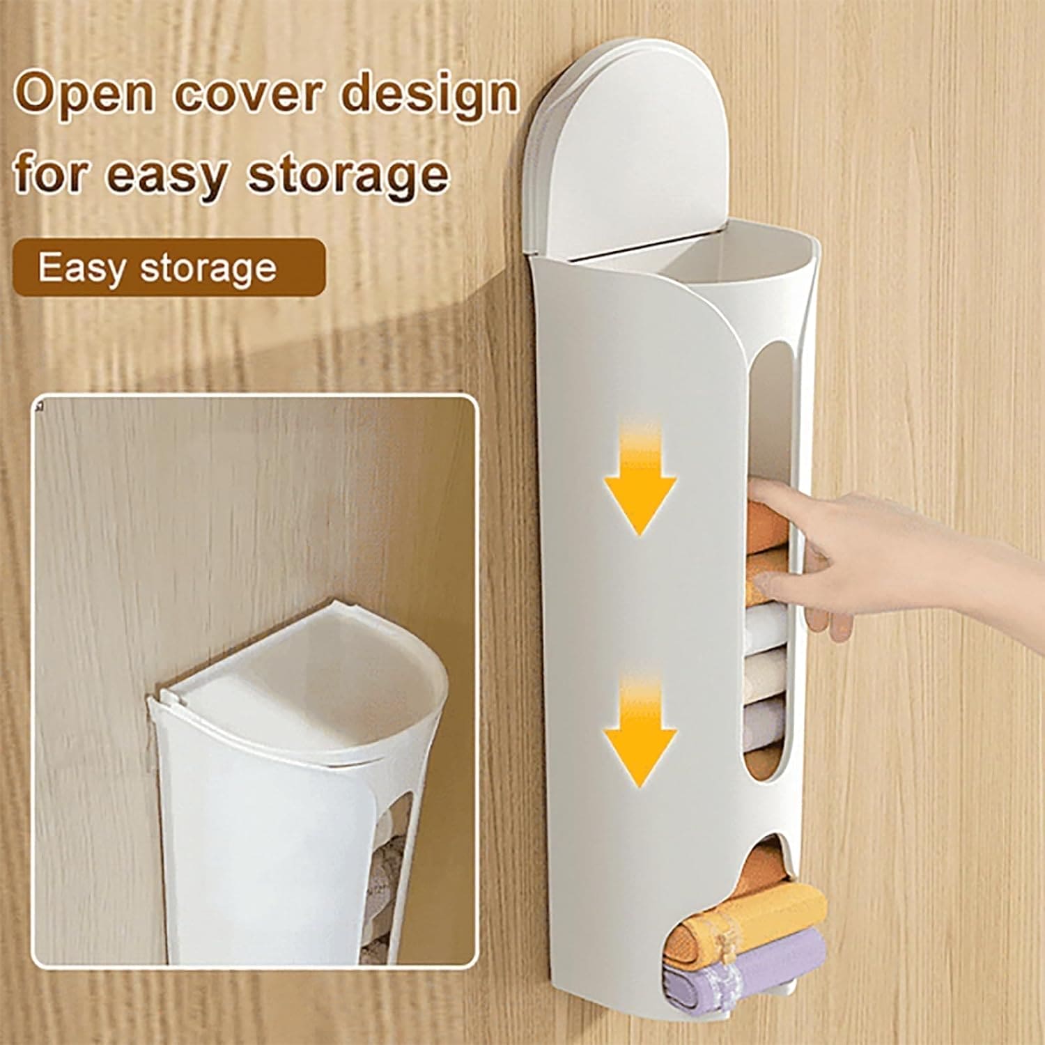 Wall Mounted Socks Storage Box, Closet Wall Hanging Box, Wardrobe Household Socks Holder Garbage Plastic Bag Dispenser, Kitchen Bathroom Hanging Rack, Self adhesive Home Dispenser Storage Box, Multifunctional Storage Box