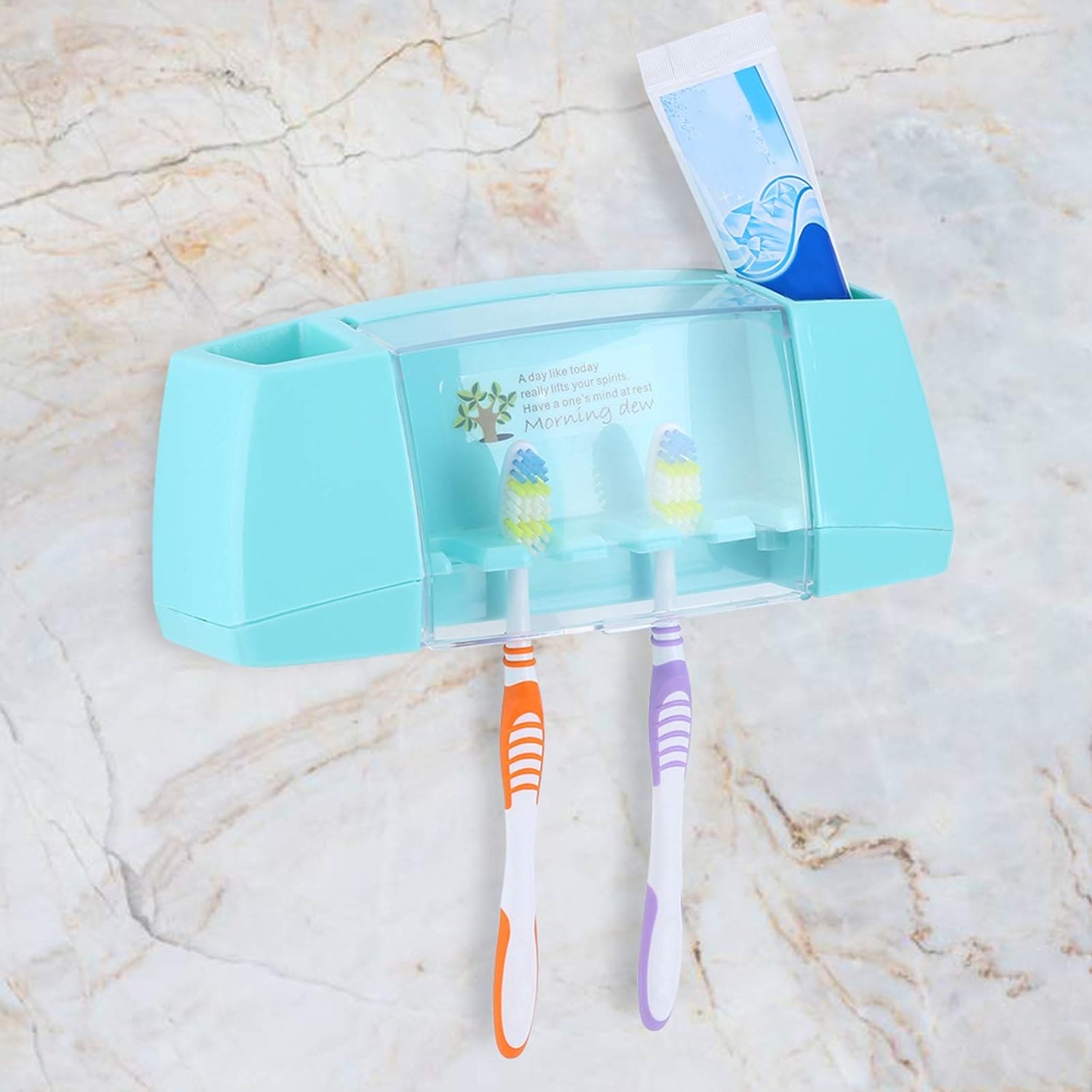 Multifunctional Toothbrush Rack, 5 Slot Toothbrush Holder, Wall Mounted Bathroom Toothbrush Holder, Family Bath Toothpaste Storage Rack, Suction Cup Bathroom Tools Toothbrush Rack