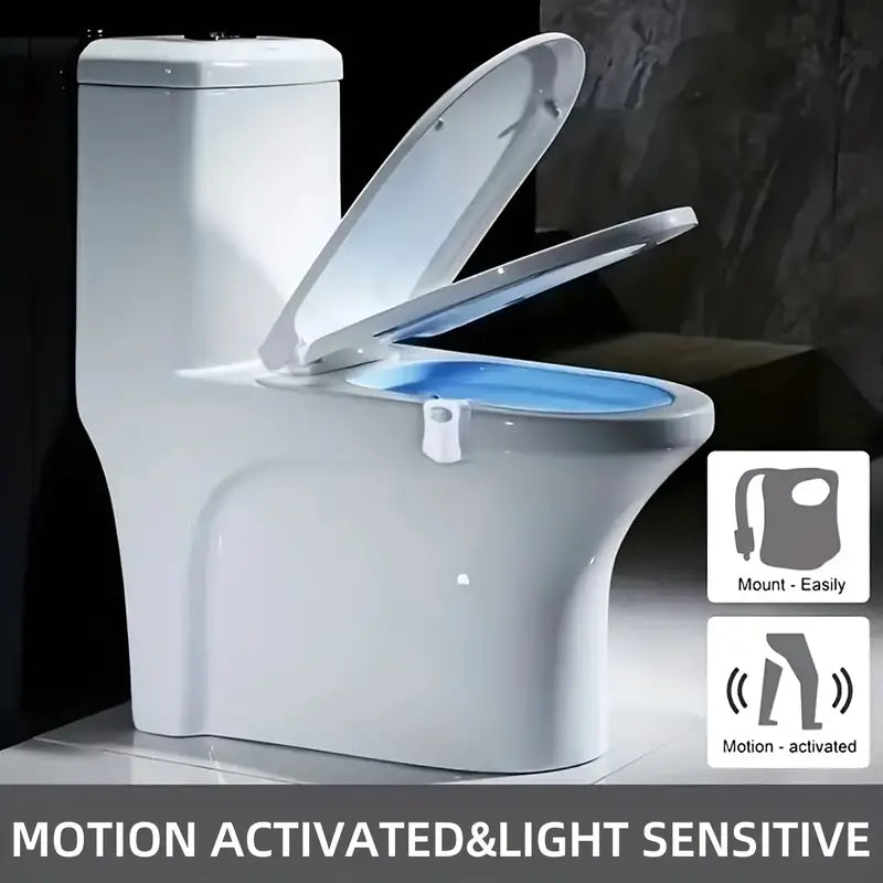 Toilet Bowl Led Sensor Lamp, Bathroom Colorful Motion Sensing Night Light, Multicolor Toilet Bowl Seat Lamp for Bathroom, Toilet Rgb Inside Light, Motion Sensor Activated Glow for Toilet Bathroom Bowl