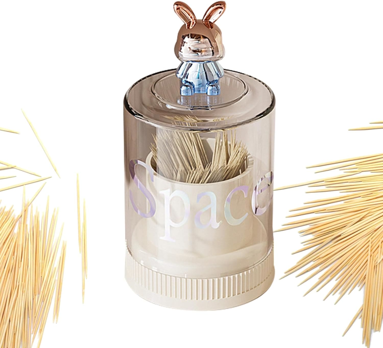 Rabbit Toothpick Box, Creative Multifunctional Toothpick Dispenser, Cute Cartoon Swab Cotton Holder With Lid, Swab Kitchen Dining Bar Toothpick Holder, Portable Rustproof Stand Toothpick Holder