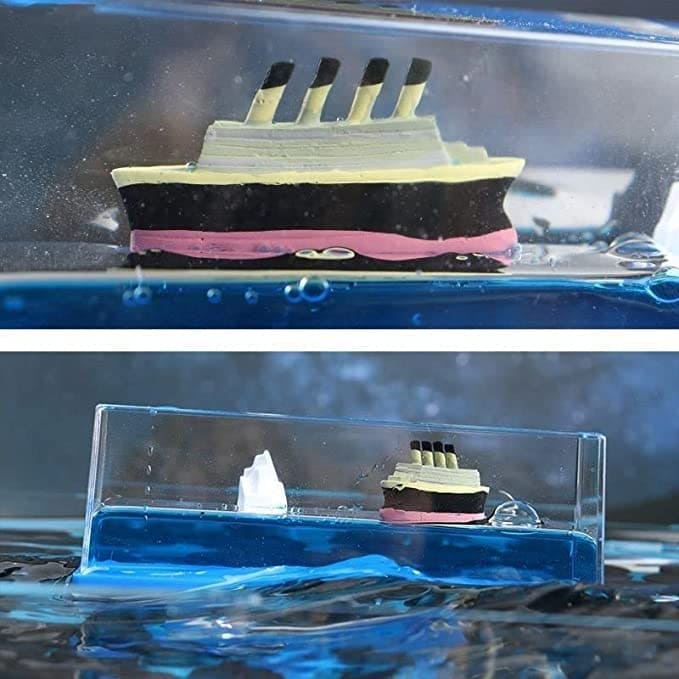 Titanic Floating Ship, 3D Ship Fluid Drift Bottle Ornament, Cruise Boat Car Decorations Model, Titanic Iceberg Fluid Liquid Toy, Wave Car Decoration Display Showpiece, Car Interior Dashboard Decoration, Never Sinking Cruise Ship Model