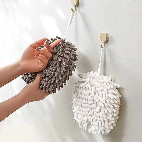 Microfiber Hand Ball Towel, Pompom Hand Towel, Hanging Hand Wipes, Kitchen Bathroom Hand Towel Ball with Hanging Loops, Quick Dry Soft Absorbent Fluffy Towel, Soft Absorbent Hand Drying Towel, Creative Hand Wipe Ball