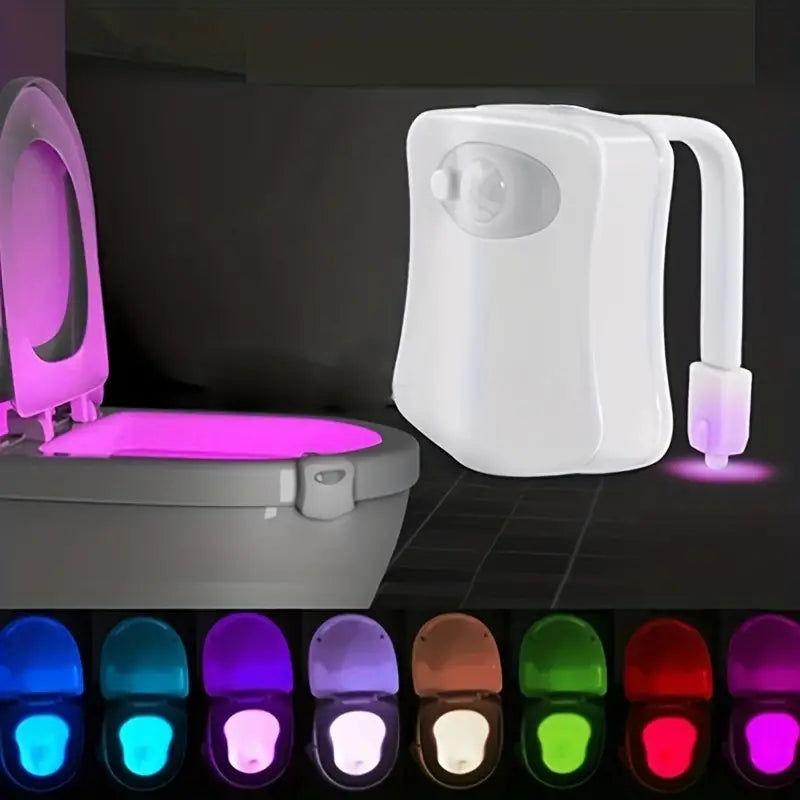 Toilet Bowl Led Sensor Lamp, Bathroom Colorful Motion Sensing Night Light, Multicolor Toilet Bowl Seat Lamp for Bathroom, Toilet Rgb Inside Light, Motion Sensor Activated Glow for Toilet Bathroom Bowl