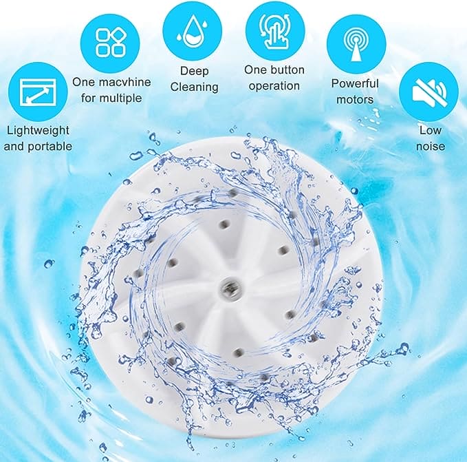2 in 1 Ultrasonic Turbo Washing Machine, Portable Travel Washer, Air Bubble And Rotating Mini Ultrasonic Washing Machine,  Portable Removes Dirt Washer, USB Cable Machine for Travel