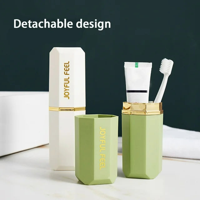 Joyful Toothbrush Holder, Outdoor Travel Camping Toothbrush Case, Durable Toothbrush Toothpaste Storage Holder, Detachable Toothbrush Mug, Bathroom Accessories Toothpaste Box