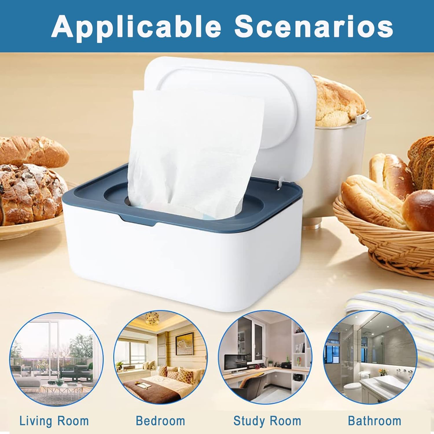 Wet Tissue Box, Flip Top Dry Tissue Napkin, Portable Home Napkins Dispenser, Dustproof Plastic Mask Organizer Holder, Multifunctional Sundries Storage Box, Moist Toilet Paper Box