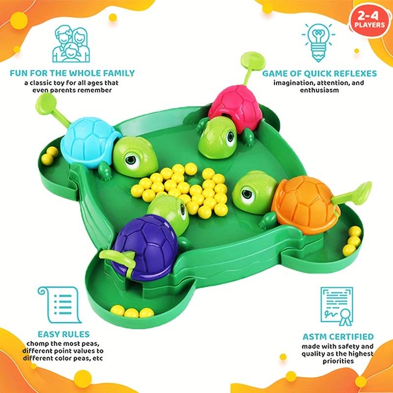 Hungry Turtle Board Toy, Turtle Snatching Bean Ball Table Game, Kids Desktop Competitive Game, Multiplayer Competitive Race Toy, Children's Little Turtle Eating Beans Toy, Creative Launchers Game