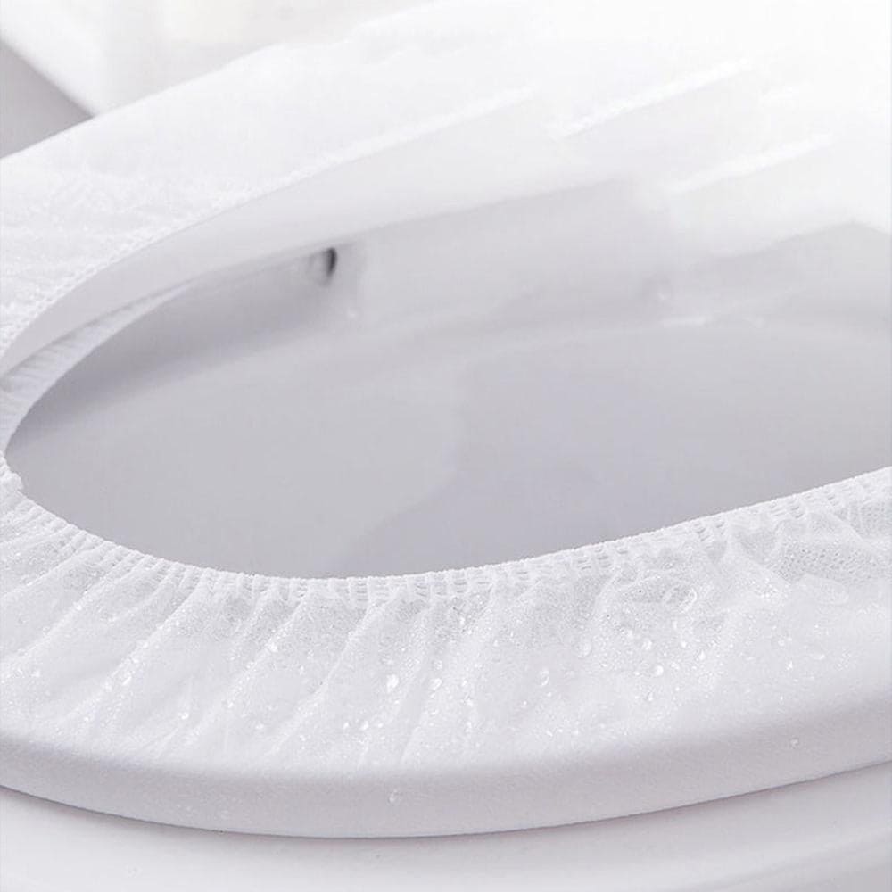 Set Of 10 Disposable Toilet Seat Cover, Non-woven Fabric Toilet Mat Seat Cover, Travel Camping Bathroom Accessories, Bathroom Toilet Paper Pack, Individually Wrapped Toilet Seat Cushion, Premium Elastic Strap Toilet Seat Cover