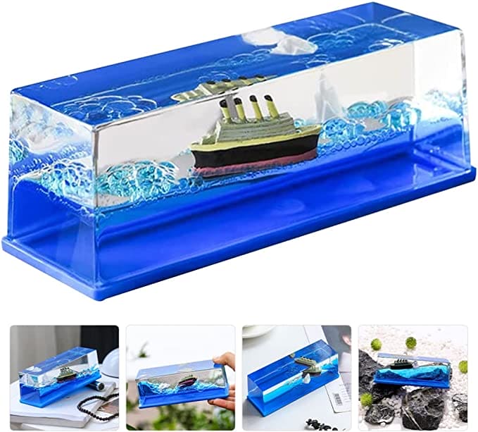 Titanic Floating Ship, 3D Ship Fluid Drift Bottle Ornament, Cruise Boat Car Decorations Model, Titanic Iceberg Fluid Liquid Toy, Wave Car Decoration Display Showpiece, Car Interior Dashboard Decoration, Never Sinking Cruise Ship Model