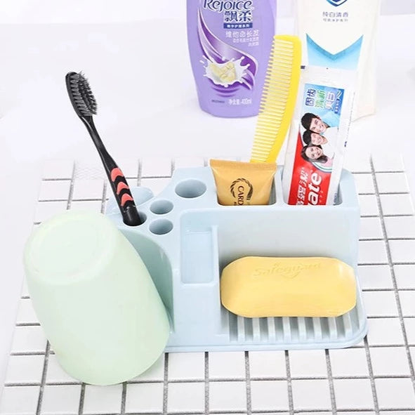 Rinsing Toothbrush Soap Holder, Bathroom Drain Holder Storage Box, Multifunctional Rectangular Toothpaste Holder Storage Rack, Toothpaste Toothbrush Soap Rinsing Mug Drainer