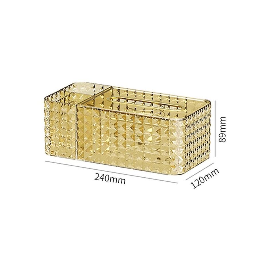 3 Compartment Diamond Tissue Box, Sundries Makeup Paper Storage Box, Napkin Remote Control Storage Box, Spring Tissue Paper Box, Crystal Rectangular Scarf Box