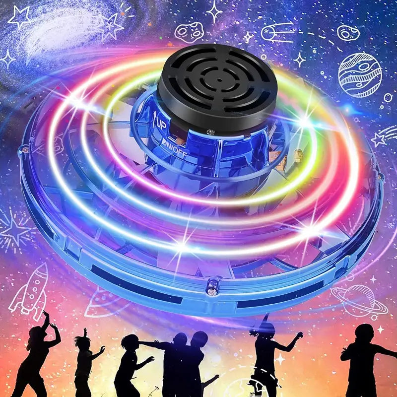 Fly Spinning Top, Flying Orbit Ball, Mini Flying UFO Toys with Spinning LED Lights, Hover Boomerang UFO Flying Hand Toy, LED 360° Mini Drone, Hand Operated Flying Spinner, Fingertip Gyro Decompression Flying Toy for Kids Adults