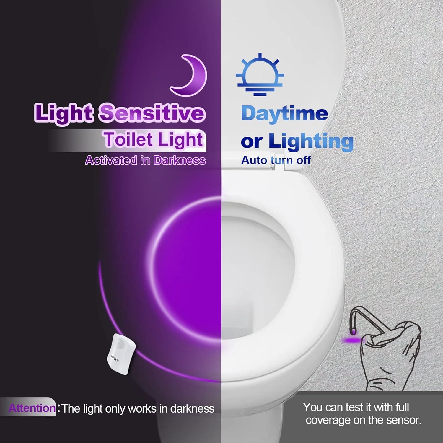 Toilet Bowl Led Sensor Lamp, Bathroom Colorful Motion Sensing Night Light, Multicolor Toilet Bowl Seat Lamp for Bathroom, Toilet Rgb Inside Light, Motion Sensor Activated Glow for Toilet Bathroom Bowl