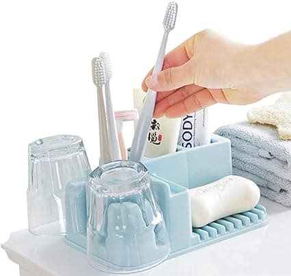 Rinsing Toothbrush Soap Holder, Bathroom Drain Holder Storage Box, Multifunctional Rectangular Toothpaste Holder Storage Rack, Toothpaste Toothbrush Soap Rinsing Mug Drainer