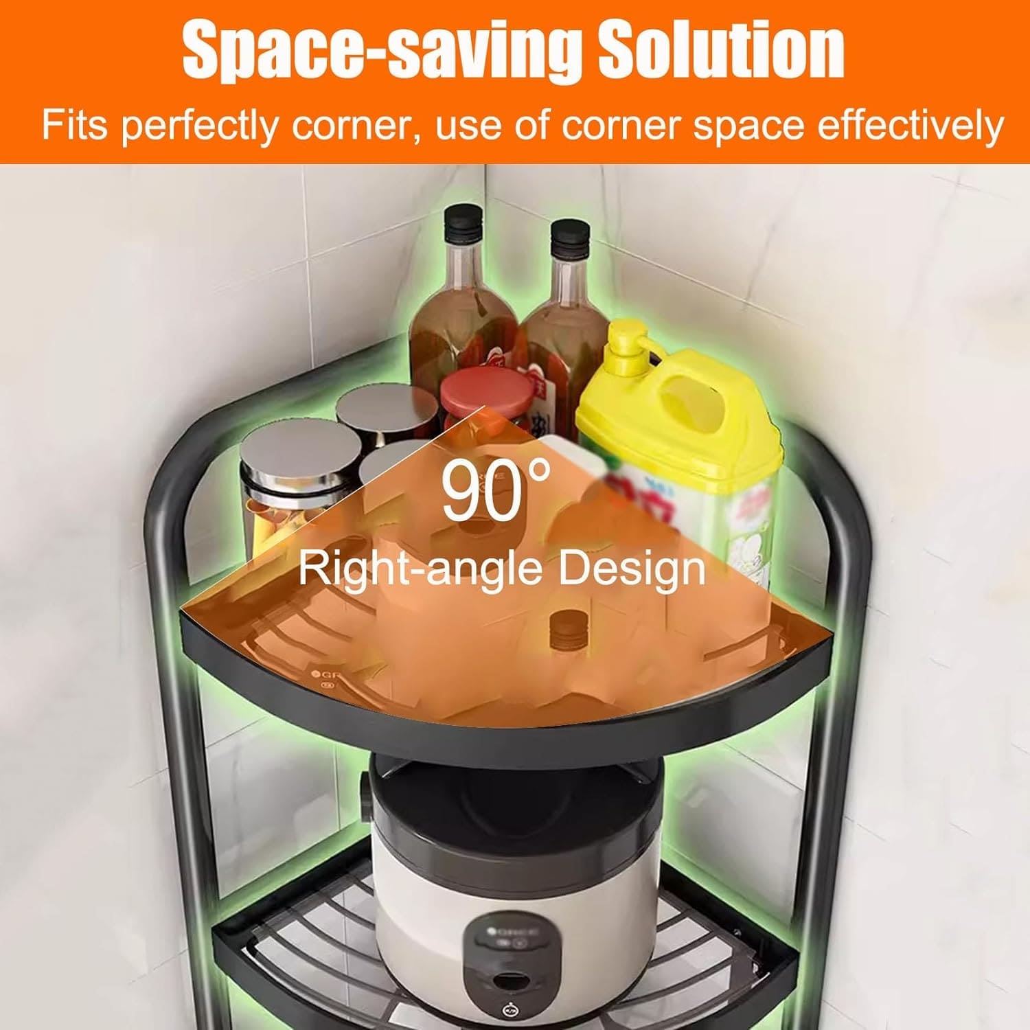 Tripod Folding Trolley Rack, Kitchen Bathroom Corner Storage Shelf, Home Snack Vegetables Storage Rack, Multifunctional Extension Parallel Trolley