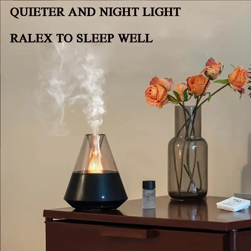 Volcano Room Diffuser, USB Air Humidifier, Retro Light Air Freshner, 150ML Essential Oil Diffuser, Remote Control Aromatherapy Humidifier, Ultrasonic Cool Mist Maker Frogger, Candlelight Fragrance Scent Dispenser, Home Car Bedroom Table Humidifier