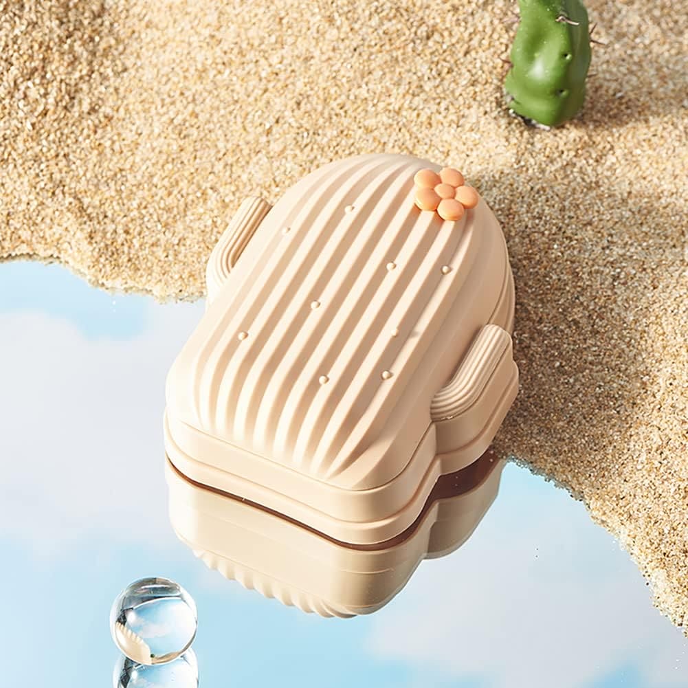 Cactus Soap Dish With Lid, Double Layer Draining Soap Box, Mushy Travel Soap Container, Fashionable Soaps For Bathroom And Kitchen